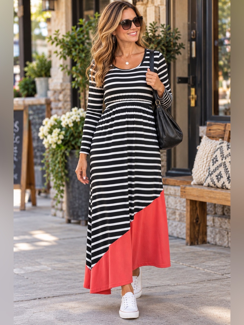Long-sleeved maxi dress size large